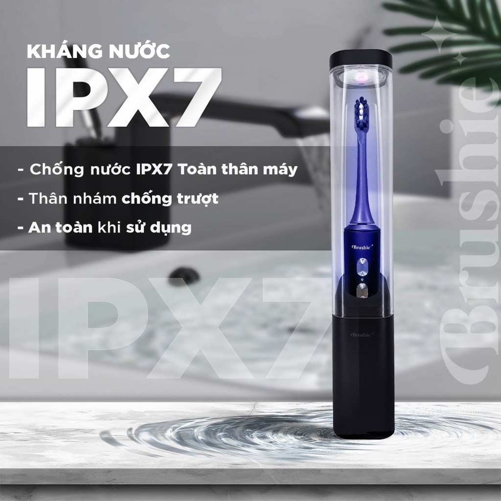 Bàn chải điện Brushie Pro tích hợp đèn UV khử khuẩn cao cấp, tùy biến 12 chế độ đánh khác nhau phù hợp cho nhiều độ tuổi