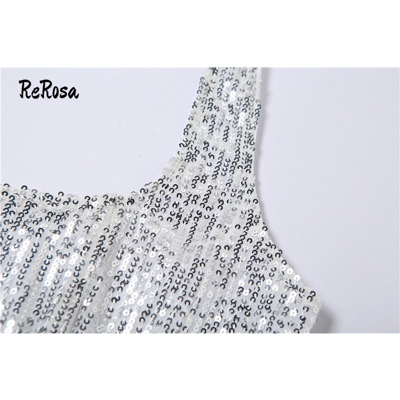 Rerosa Áo Hai Dây Đính Kim Sa Lấp Lánh Thời Trang Quyến Rũ Cho Nữ