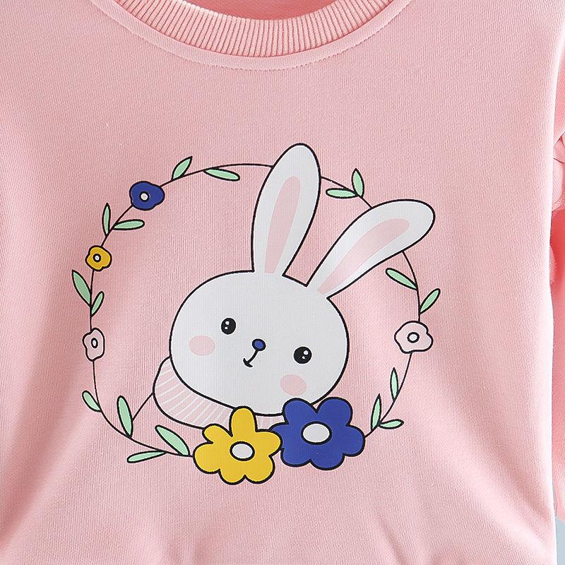 🔥🔥 FLASH SALE 🔥🔥 - Bộ quần áo trẻ em dài tay thu đông - cotton nỉ bông giữ ấm - hình thỏ dễ thương - XG062