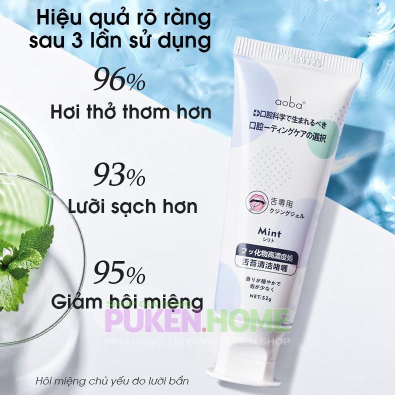 Vệ sinh lưỡi Nhật Bản, gel vệ sinh lưỡi Aoba Mint diệt khuẩn khử hôi miệng hương bạc hà mát lạnh, tuýp 52g | BigBuy360 - bigbuy360.vn