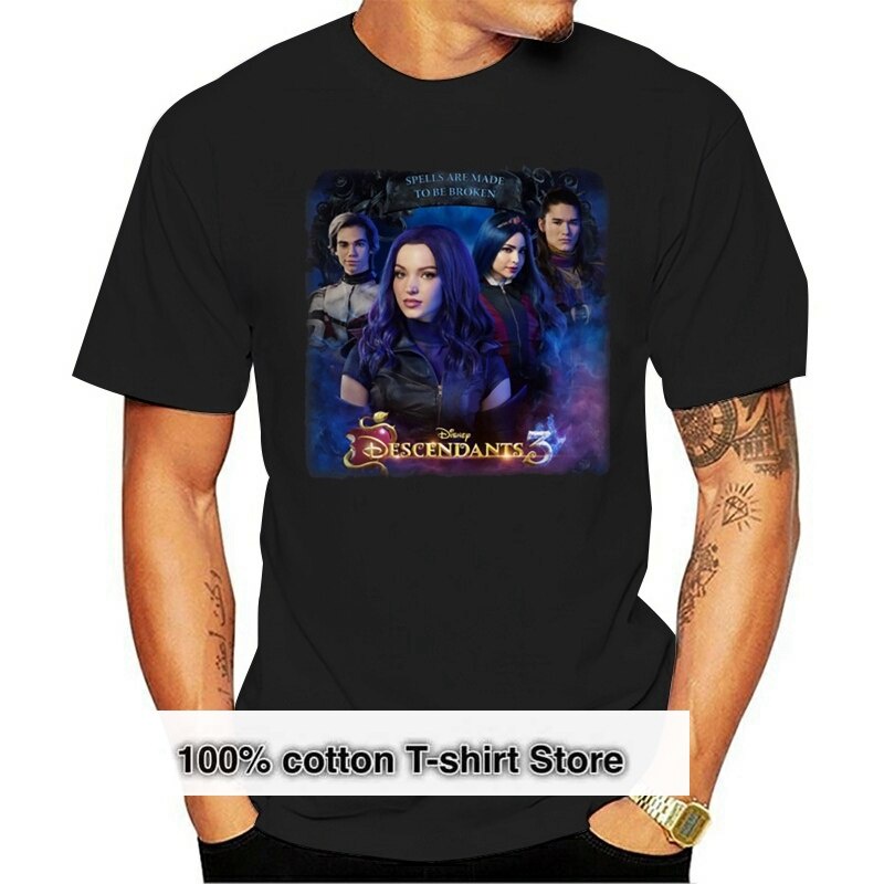 Áo Thun 100% cotton Cổ Tròn size Lớn Mềm Mại Cho Nam In Chữ D Sney Descendants 3 Cameron ce Màu Đen Hải Quân PJ