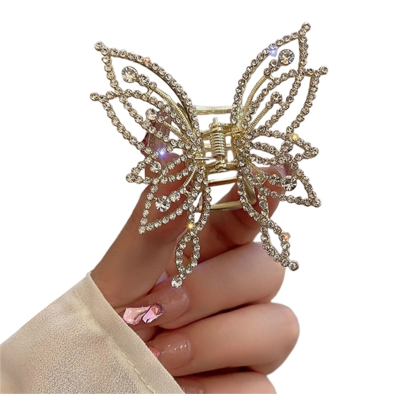 Kẹp Tóc Càng Cua 2 "Bằng Kim Loại Đính Đá Và Ngọc Trai Nhân Tạo Kiểu Tóc Cho Nữ