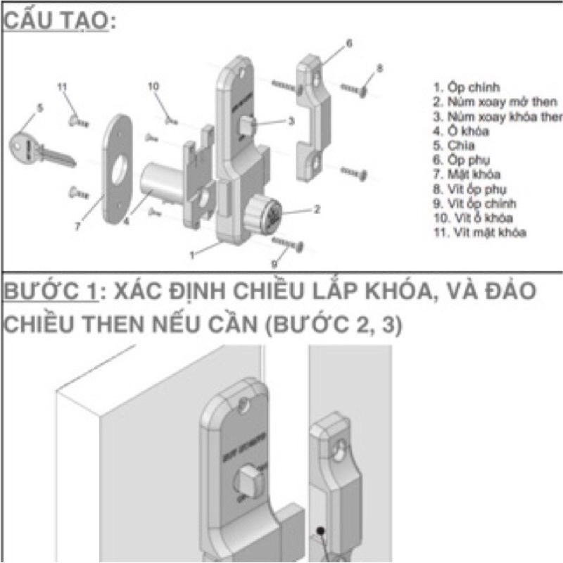 Khoá cửa trượt , lùa màu đen B52 chính hãng Huy Hoàng