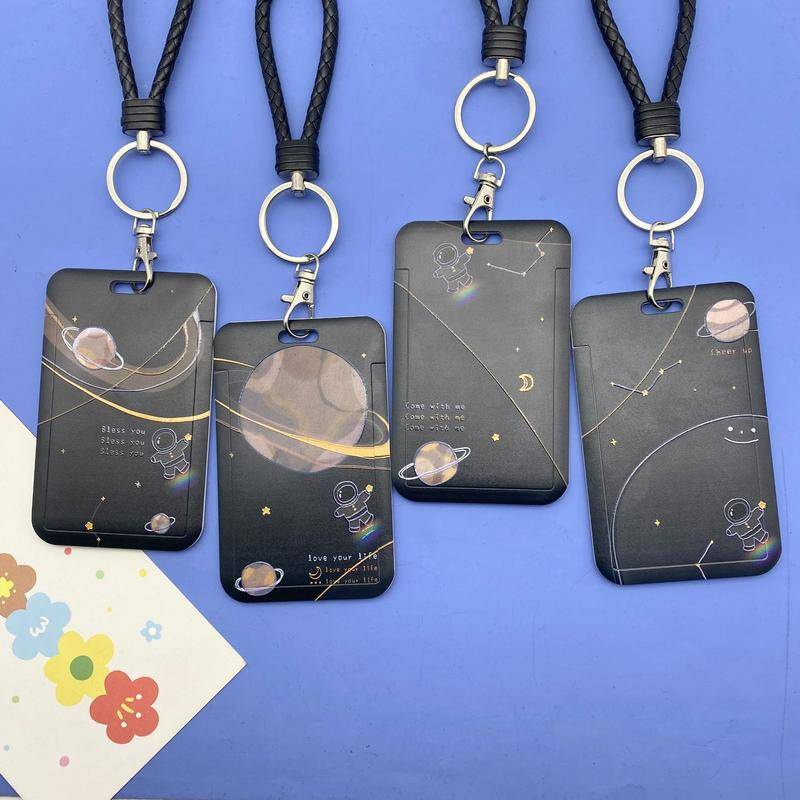⭐ iLado⭐【Sản phẩm mới】 Dây đeo bảng tên Thẻ tên chủ đề vũ trụ Thẻ đeo tên dây đeo thẻ co rút dễ thương phi hành gia dây rút thẻ Hoạt hình thẻ đeo học sinh bao đựng thẻ sinh viên văn phòng phẩm giá sỉ