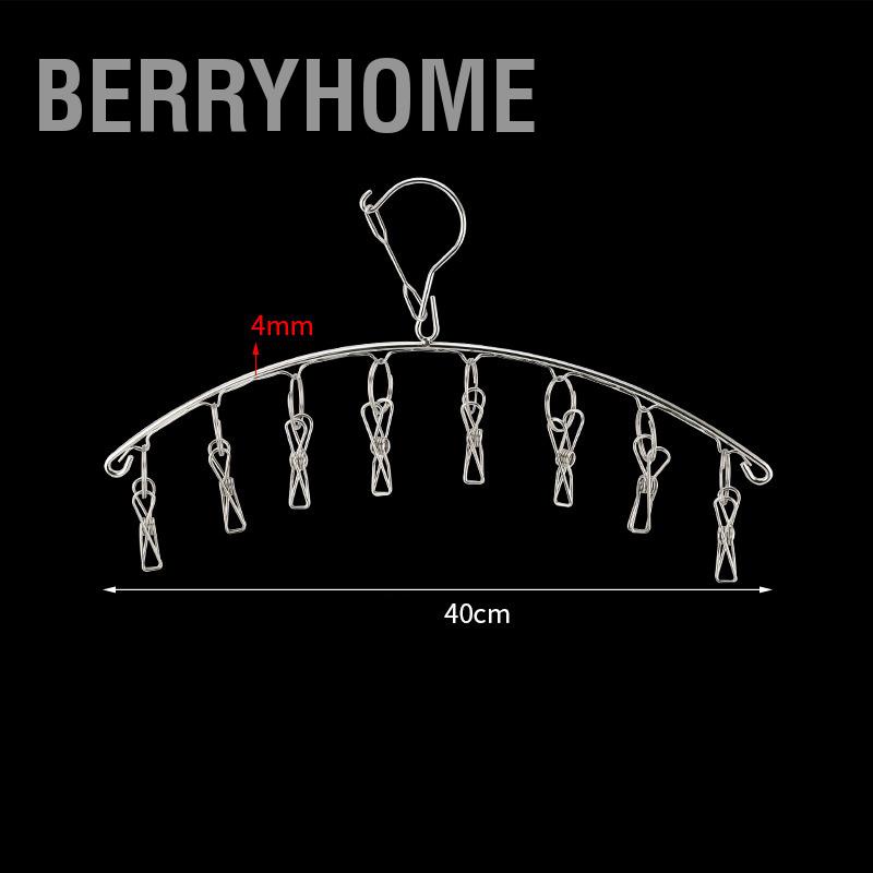 Móc Treo Phơi Quần Áo Thép Không Gỉ Dày Hình Vòng Cung Chống Gió Sock Tất Khăn Lót BerryHome～