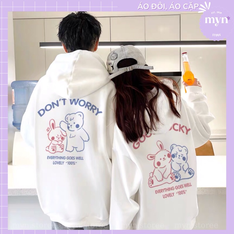 Áo Hoodie Nỉ Cặp Đôi, Bạn Thân Hình Gấu Nhỏ Dễ Thương, Áo Hoodie Nỉ Dày Dặn Form Rộng Siêu Đẹp Nam Nữ Đủ Size
