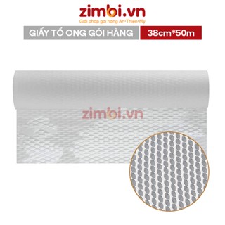 Cuộn giấy kraft tổ ong trắng gói hàng 38cmx50m - Giấy kraft chống sốc, chống trầy xước