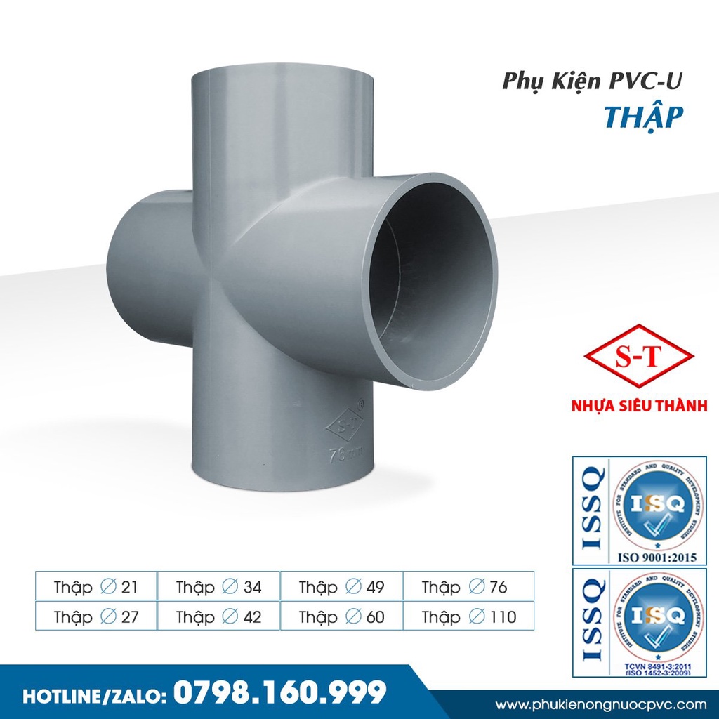 2 cái Chữ thập, dấu cộng PVC ống nước phi 76 CHÍNH HÃNG Nhựa Siêu Thành