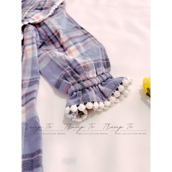 ĐẦM MATALAN BÉ GÁI MẶC TẾT KIỂU SỌC CARO 12M - 18M - 24M -3Y