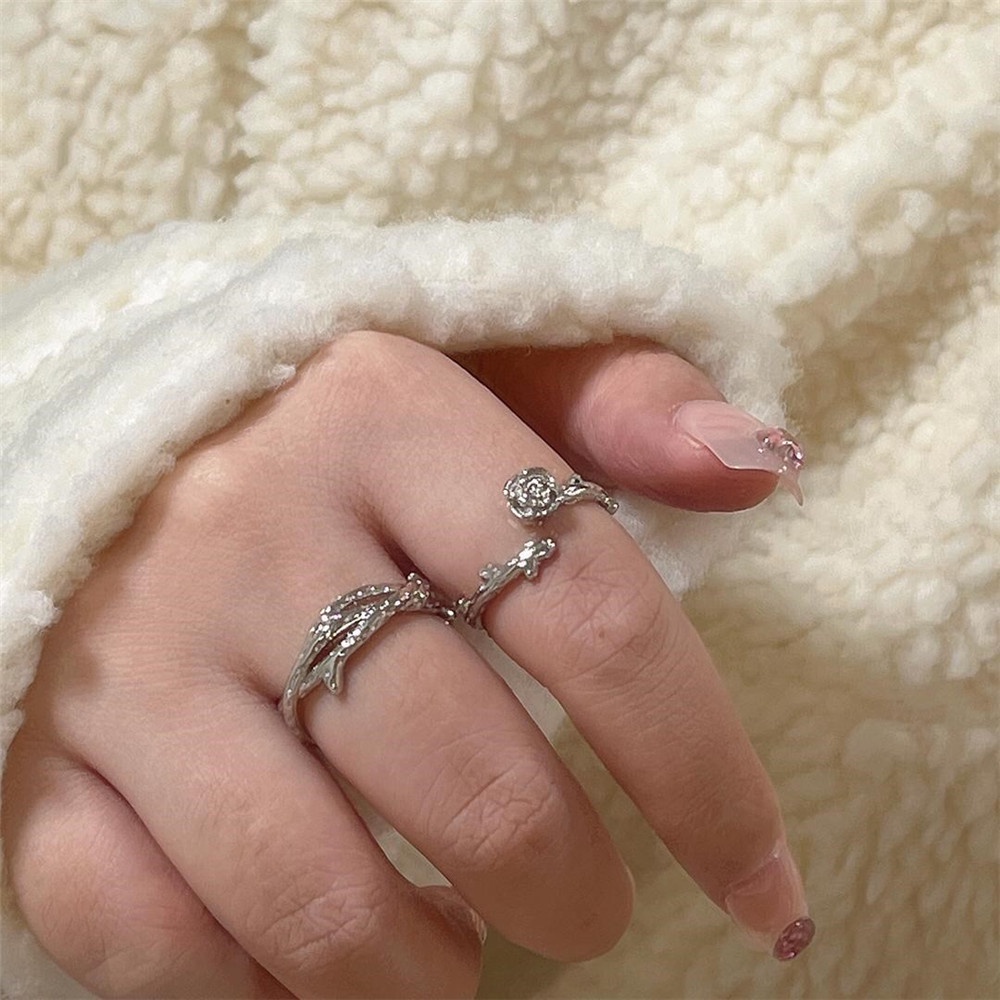 Bộ 2 Nhẫn Cưới Màu Bạc Có Thể Điều Chỉnh Kích Cỡ