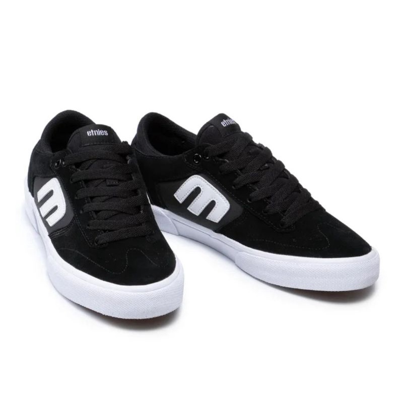 Giày Etnies đen logo trắng cho Nam và nữ, Hàng VNXK