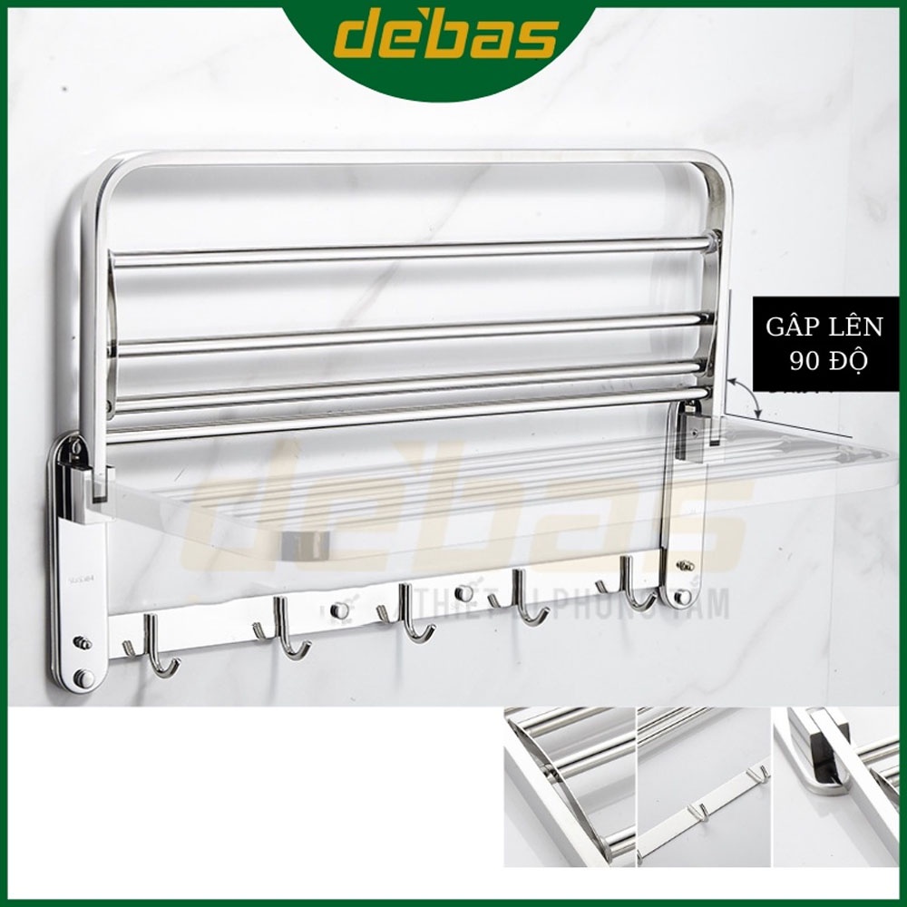 Vắt khăn giàn máng khăn nhà tắm gắn tường inox sus 304 đa năng cao cấp Debas VK9016