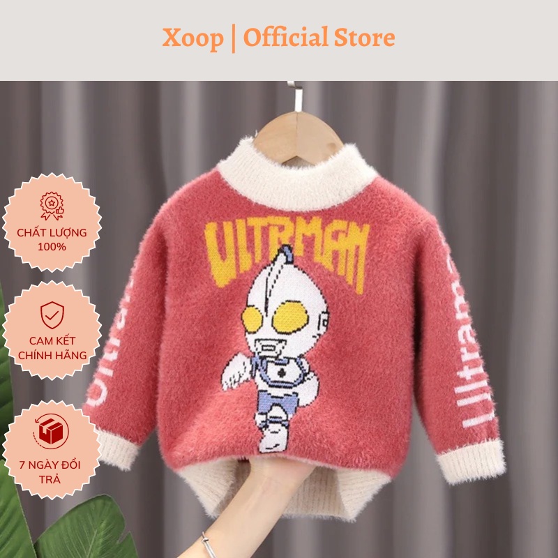 (Bảng 1) Áo len lông thỏ XOOP Official Store dài tay hai lớp mẫu micky siêu nhân cho bé (11-24kg)A11