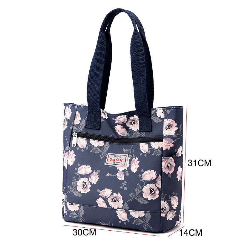 Túi xách nữ sành điệu Túi đi lại nhẹ không thấm nước Túi vải Oxford thông thường Túi đeo chéo in hình dung tích lớn