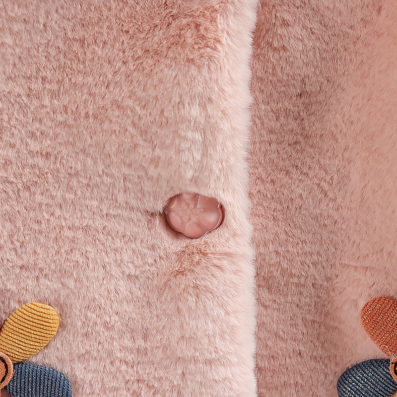 Áo Choàng Áo Khoác Lông Thỏ Cho Bé Thêu Hoa Ngũ Sắc Kiểu Dáng Tai Thỏ Đáng Yêu Ấm Áp AK3478