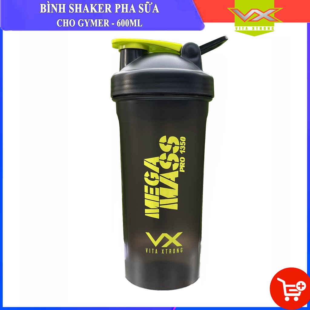 Bình nước shaker thể thao - 600 ml - Bình lắc Shaker pha sữa cho người tập GYM