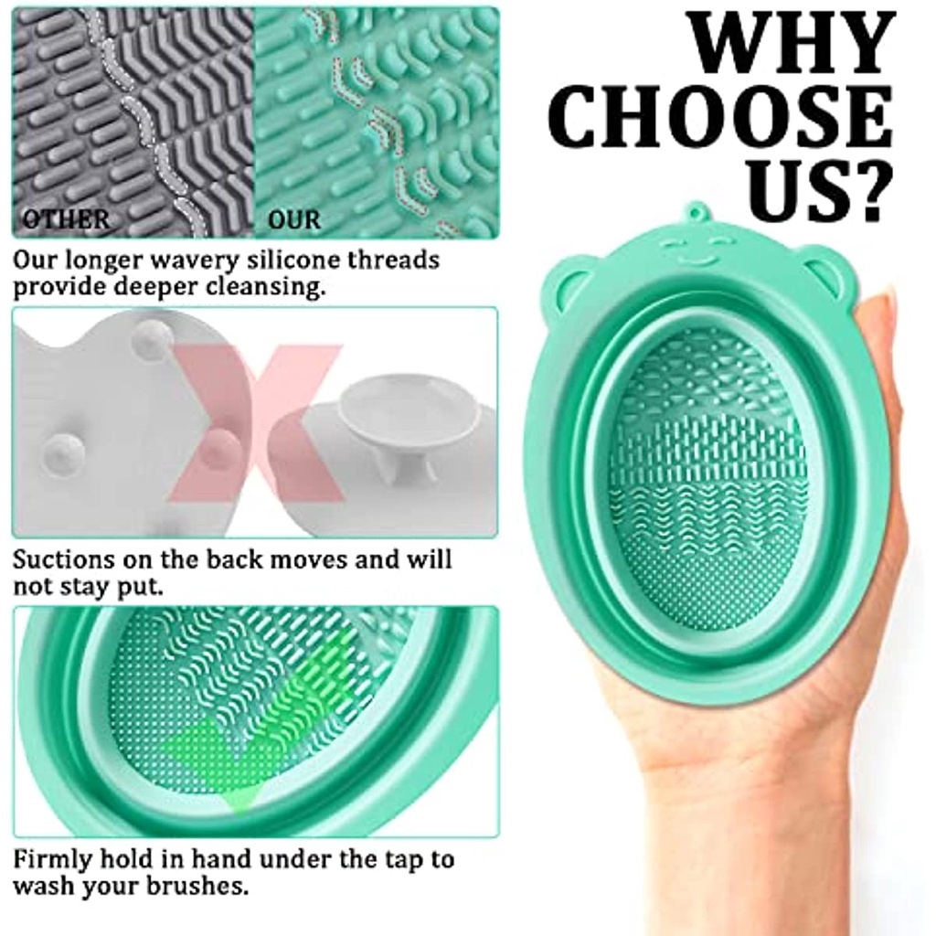 Dụng Cụ Vệ Sinh Cọ Trang Điểm Bằng Silicone Gấp Gọn Tiện Lợi