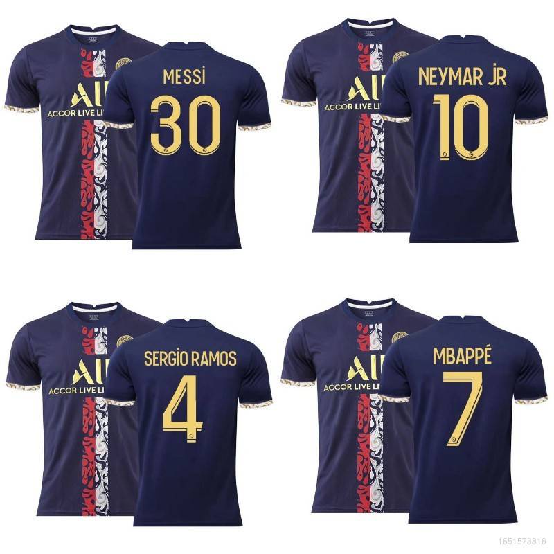 Áo Thun Bóng Đá In Số 3D Đội Nhà Paris Saint Germain Messi Neymar Mbape Ramos 2022-2023
