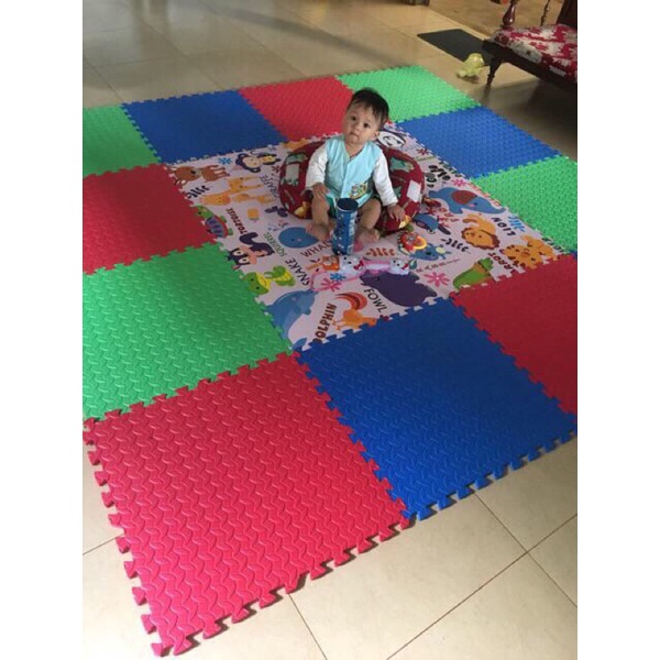 Thảm xốp cho bé, thảm xốp lót sàn, thảm xốp trải sàn màu vân lá 60cmx60cm Âu Lạc Việt Nam