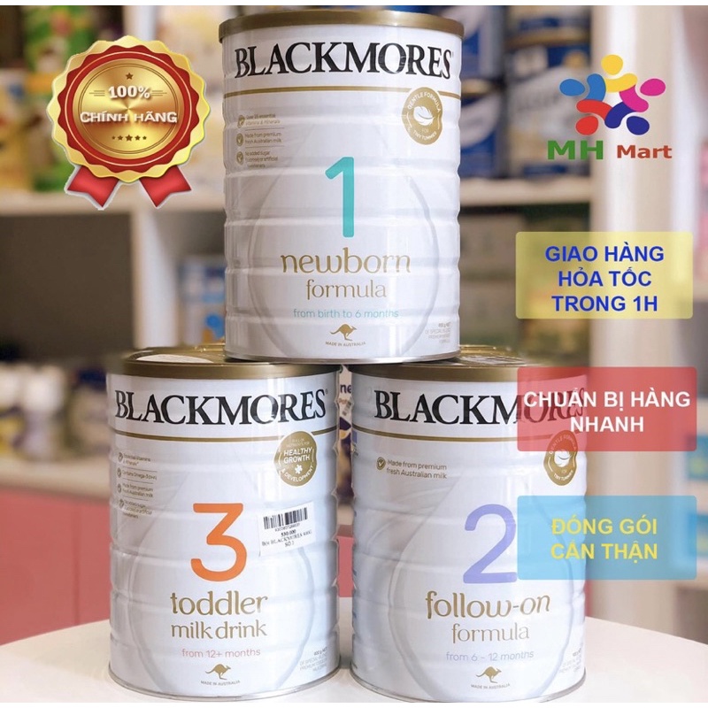 Date mới - Sữa BLACKMORE 900gr đủ 3 Số 1,2,3 hàng của Úc - BLACKMORES