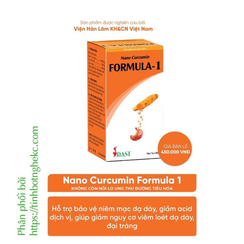 Tinh chất nghệ nano curcumin fomula 1 dạng dung dịch 50ml