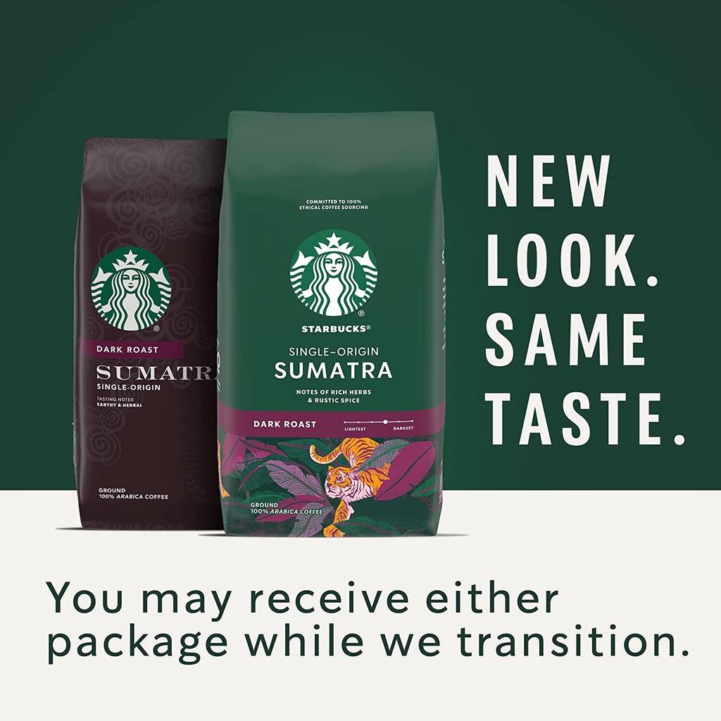 Cà phê Starbucks rang xay sẵn 100% Arabica Coffee Dark Roast 510g [Hàng Mỹ]