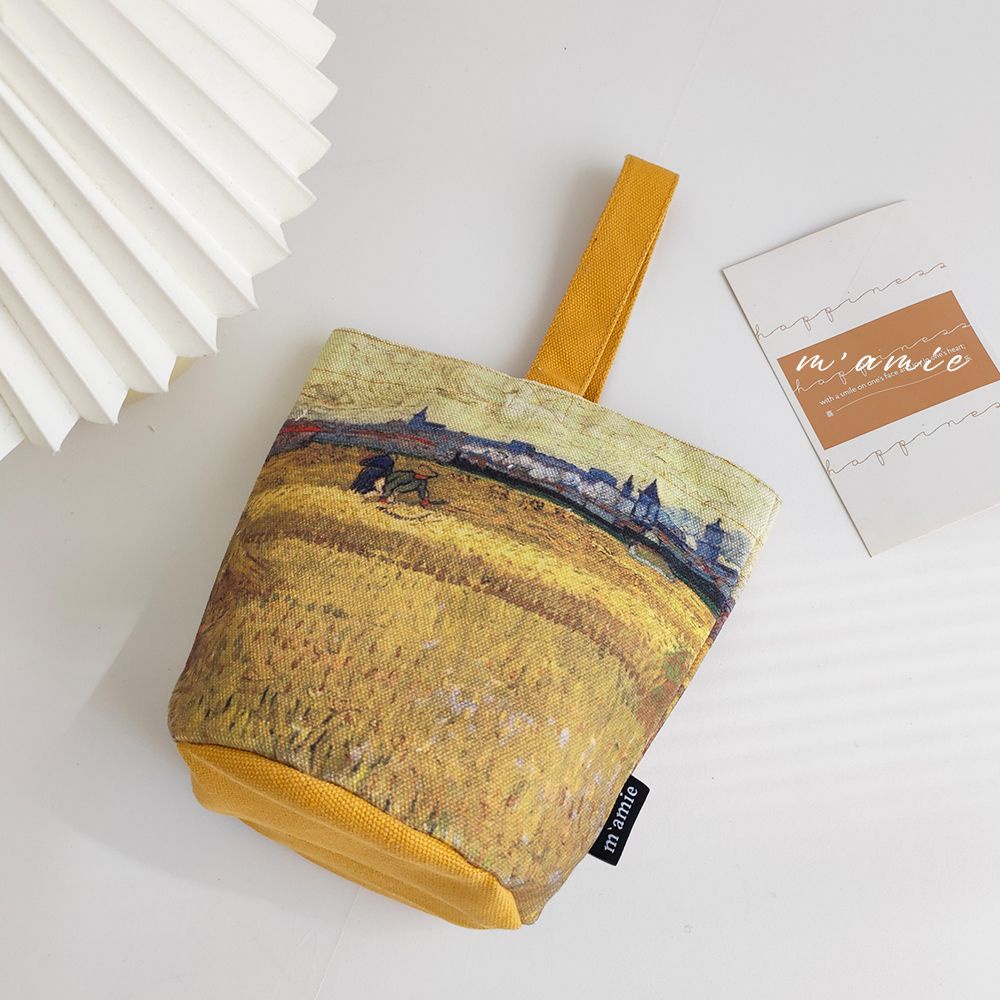 Túi Vải Canvas Đựng Bình Nước In Hình Tranh Van Gogh Độc Đáo Phong Cách Retro