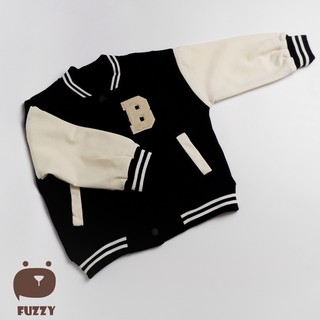 Áo Khoác Varsity Phối Màu Đen/Vàng Kem Nhạt