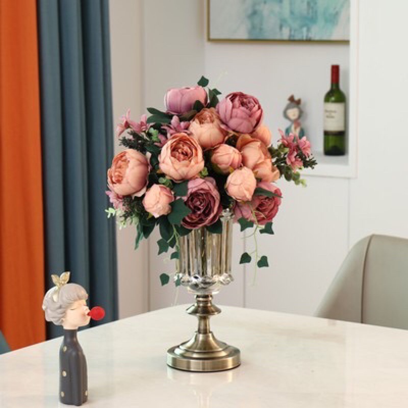 BÌNH HOA PHA LÊ ĐẾ ĐỒNG sz 25-30CM