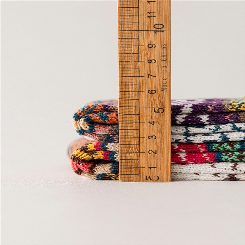 Set 5 Đôi Tất Len Dày Giữ Ấm Thoáng Khí Màu Sắc Xinh Xắn JP5