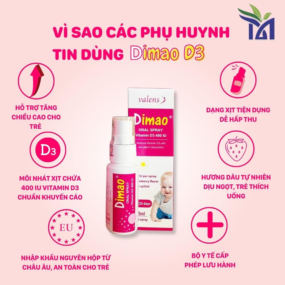 Tăng Chiều Cao Cho Trẻ, Hỗ Trợ Hấp Thu Canxi, Phát Triển Xương Khớp Dimao Vitamin D3 Dạng Xịt