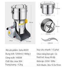 Máy xay bột khô Seka, Máy Xay Bột Khô, nghiền ngũ cốc, thuốc bắc siêu mịn cao cấp loại 800gr - công suất 3000w
