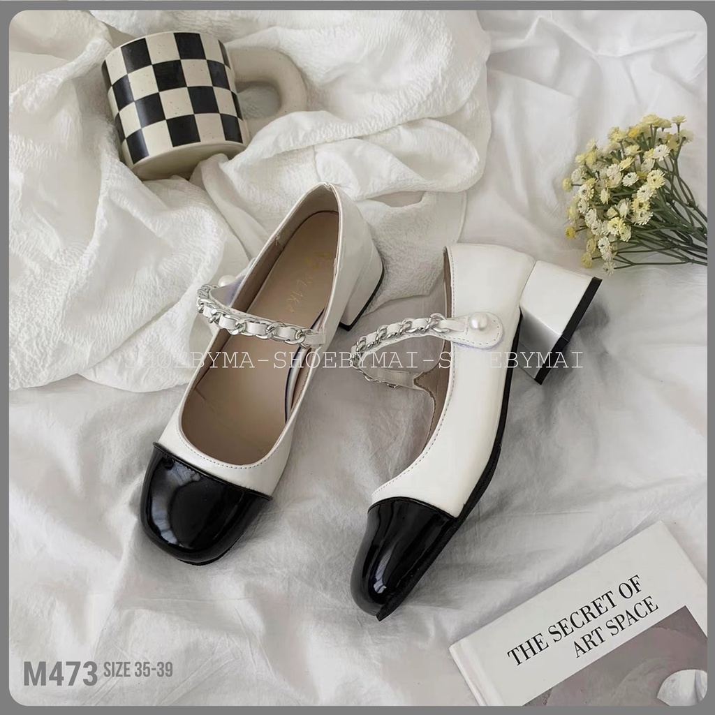 Giày búp bê quai hậu gắn xích cá tính M473