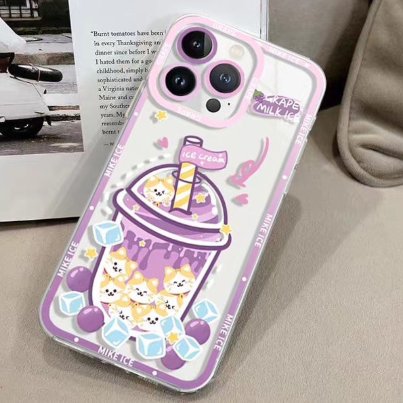 Ốp Điện Thoại Silicon Trong Suốt In Hình Trà Sữa Cho Iphone 14 13 12 11 Pro MAX XS MAX XR X 14 6 6s 7 8 Plus