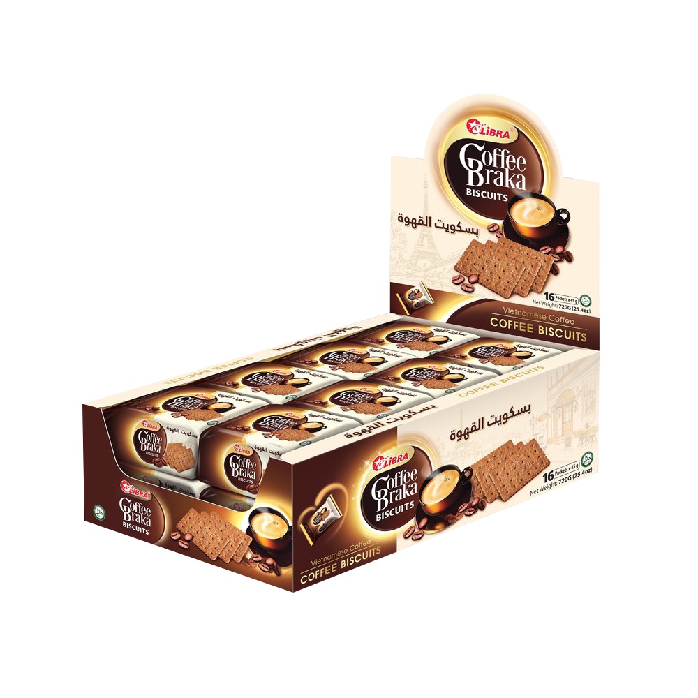 Bánh quy cà phê LIBRA vị cafe cracker đồ ăn vặt mặn ngọt giòn dinh dưỡng healthy coffee bánh lễ tết hộp 720gr