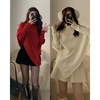 Áo len cổ lọ vạt nhọn tay bo form rộng siêu xinh