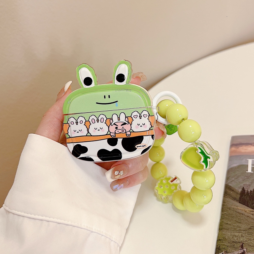 Vỏ Bảo Vệ Hộp Sạc Tai nghe không dây AirPods 1 2 3 Pro2 2022 Bằng Tpu Mềm Trong Suốt Hình Thỏ / Ếch 3D Dễ Thương
