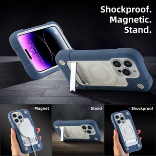 Ốp Điện Thoại Dạng Giáp Cứng Chống Sốc Màu Tím Đậm 3 Trong 1 Có Giá Đỡ Nam Châm Cho iPhone 14PRO 14PROMAX 14Plus