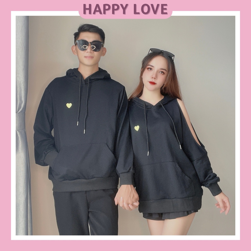 Set Đồ Đôi Couple Áo Hoodie Có Mũ Hàn Quốc Form Rộng Giá Rẻ Chất Nỉ Đẹp QUẢNG CHÂU L1 HAPPYLOVE H35