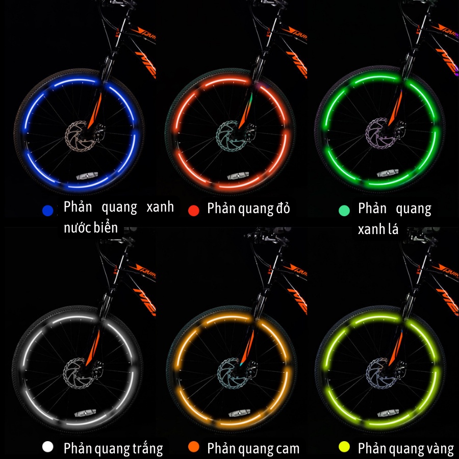 Dán phản quang cho vành xe đạp, phản quan xe máy