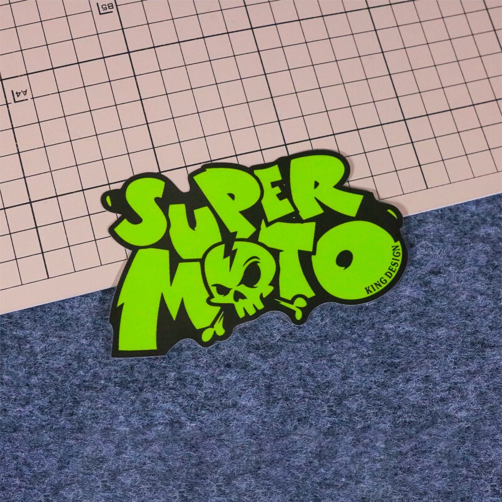 Super Moto Reflective Motorcycle Body Windshield Car Door Car Window Front and Rear Bumper Sticker Skull Personality Decal trang trí
