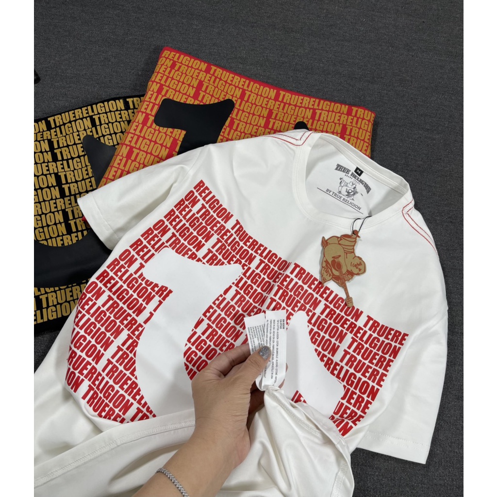 Áo thun True Religion vải cotton form unisex dành cho nam và nữ phong cách đường phố form lớn