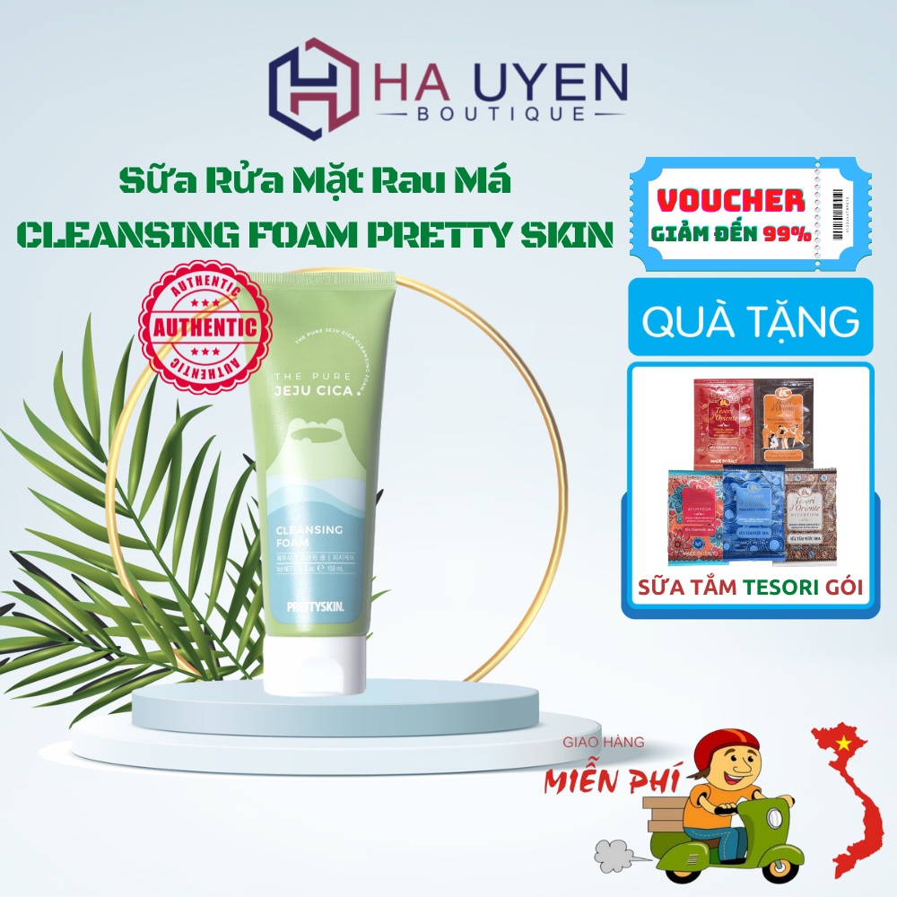 Sữa Rửa Mặt Rau Má CLEANSING FOAM PRETTY SKIN, Làm Sạch Sâu, Giảm Mụn & Ngừa Thâm - 150ml [ Auth Hàn Quốc 100% ]