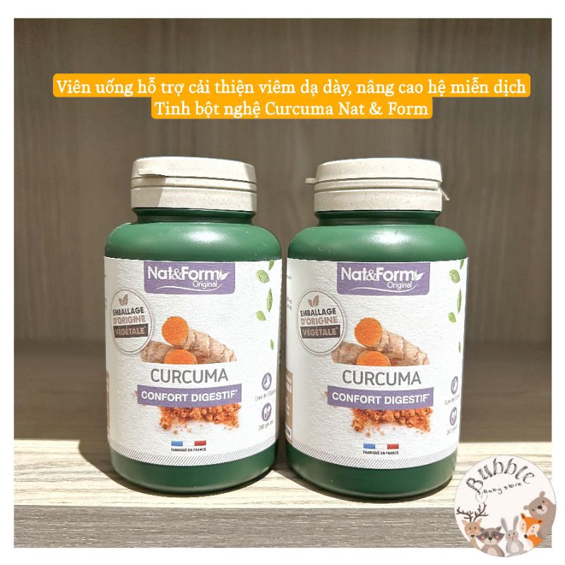 Viên uống bột nghệ hữu cơ NAT&FORM Curcuma Bio 200v Date Xa