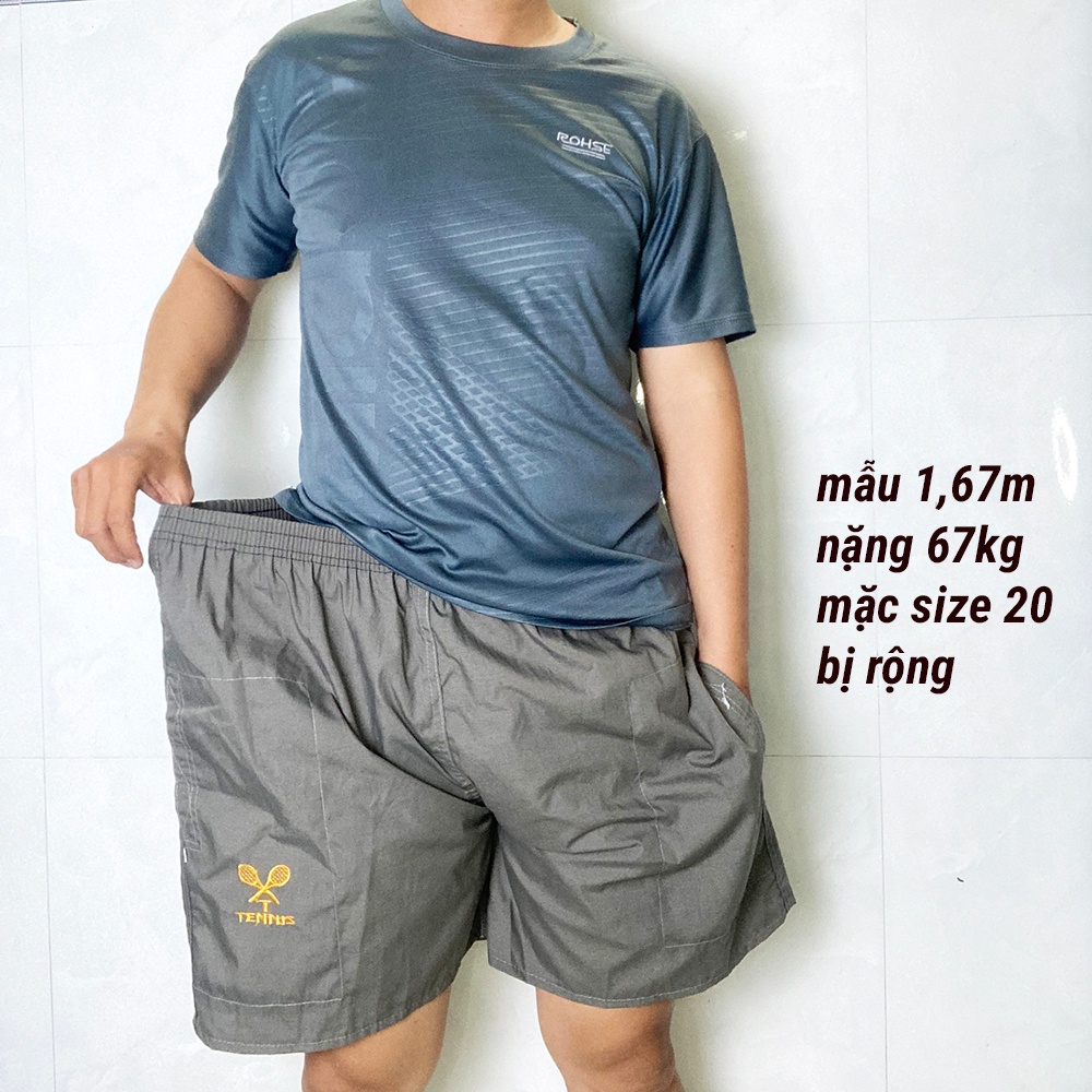 Quần đùi nam từ 48kg - 65kg - ĐÁY THẲNG - vải kate dày mềm - Quần short nam in cây vợt - VOTTHANG