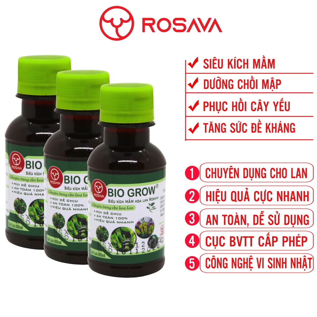 Phân bón lan, thuốc kích mầm cho cây và hoa lan Bio Grow hữu cơ vi sinh ROSAVA