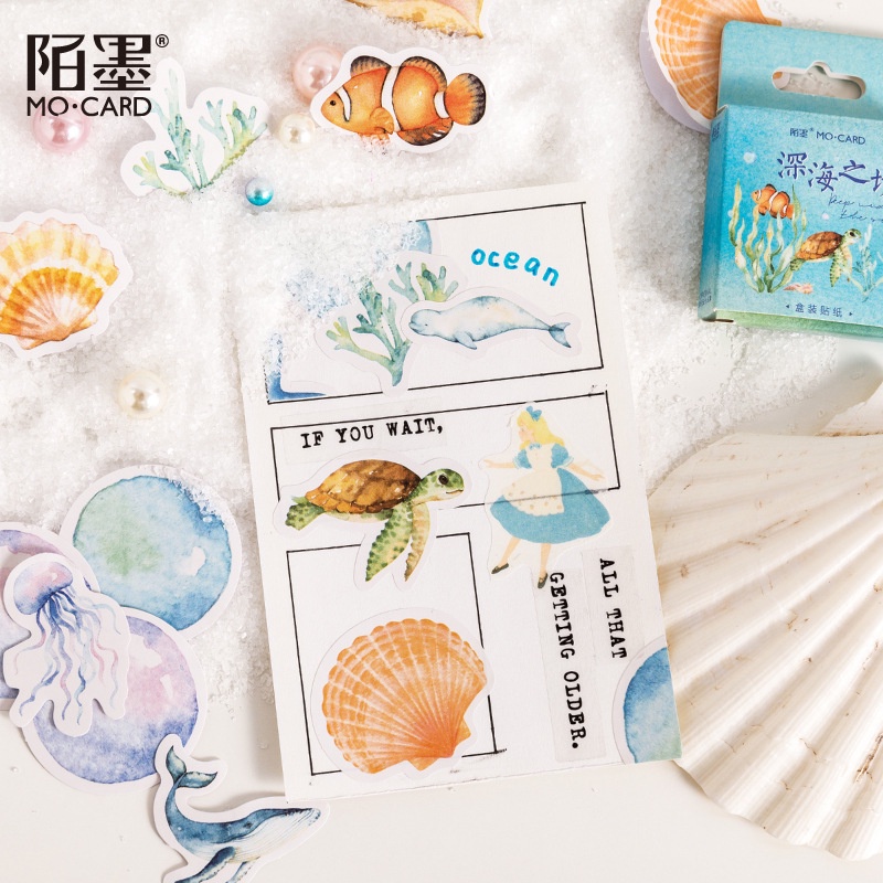 Set 46 Miếng Dán Trang Trí Hình Động Vật Biển Dễ Thương