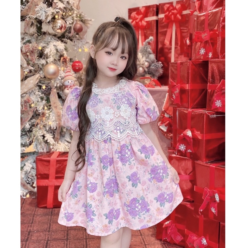 Váy cho bé gái Mykids Váy Thiết Kế Hoa Ren Viền Đầm Công Chúa  siêu xinh cho trẻ em từ 0.1.2.3.4.5.6.7.8.9.10 tuổi