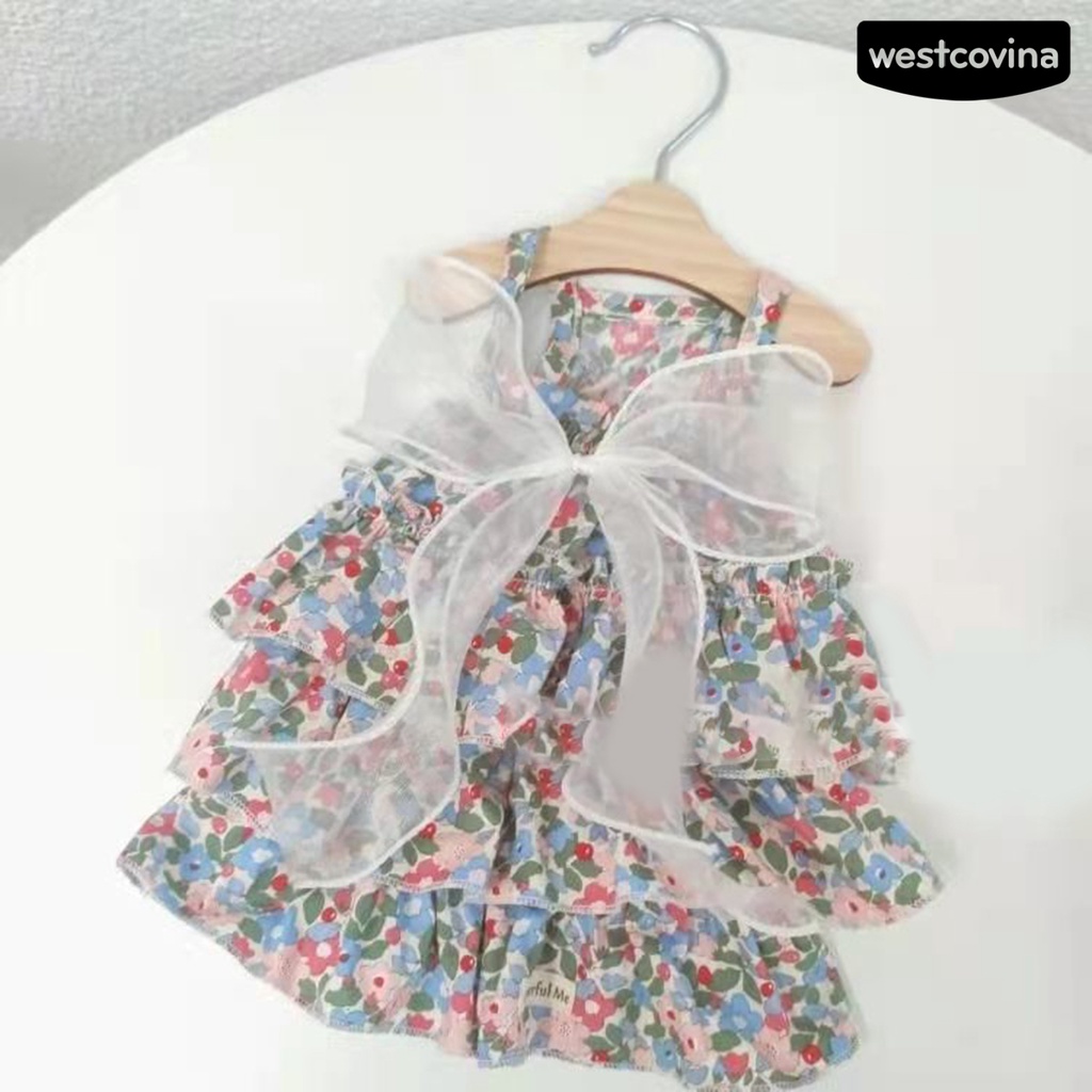 [Hot]♝Đầm Công Chúa Hóa Trang Đính Nơ Họa Tiết Hoa Xinh Xắn Cho Thú Cưng