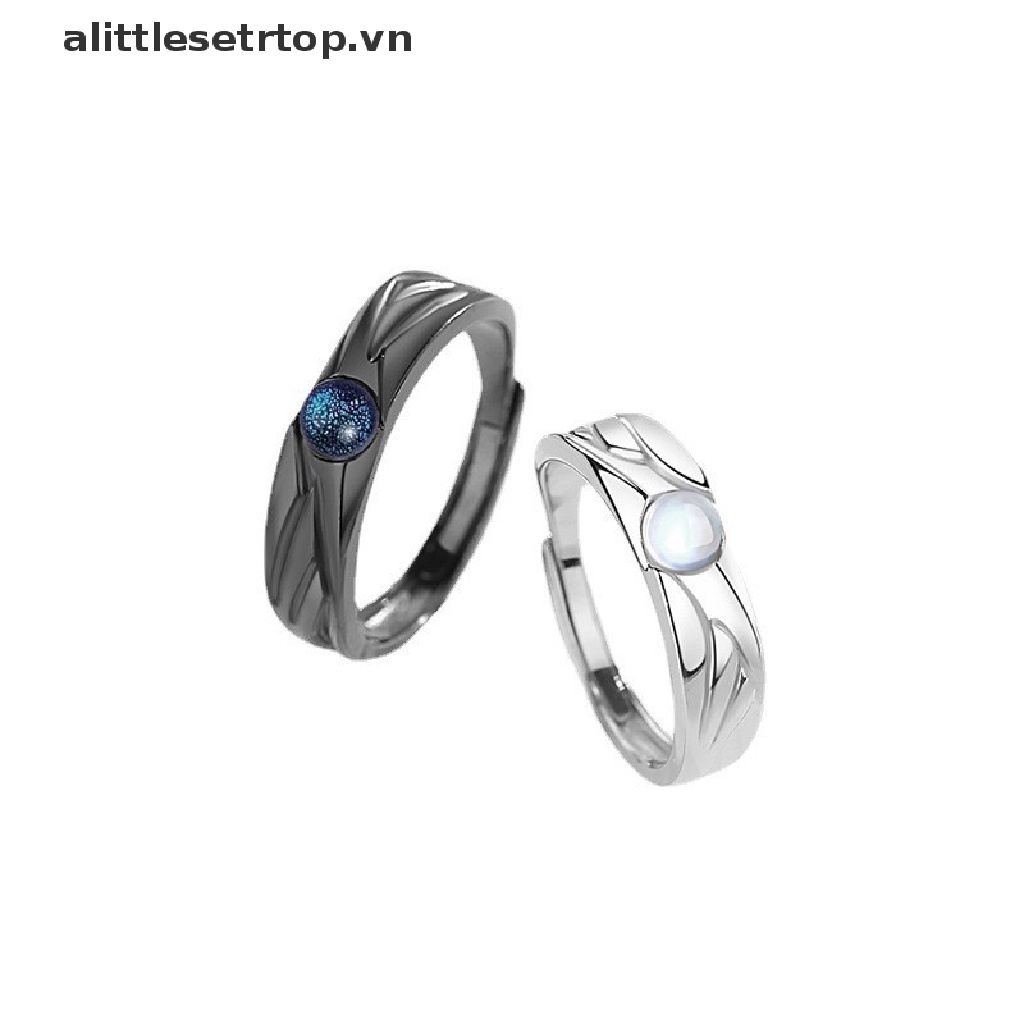 Alittlesetrtop Nhẫn Cặp Dạng Hở Hình Thiên Thần Và Ác Quỷ Màu Trắng Đen retro Cho Cặp Đôi Xu Hướng Học Sinh.